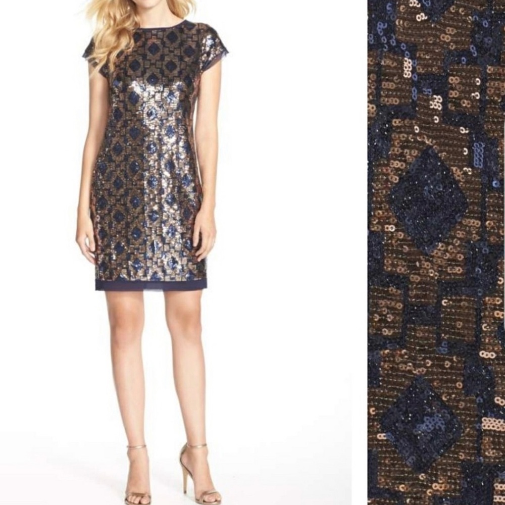 Vince Camuto Geometric Pattern Cocktail Dress - Picture 2 of 7